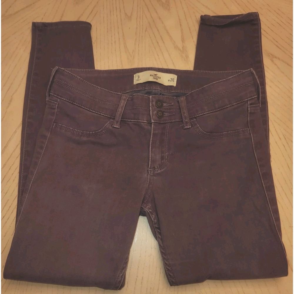 Hollister Crop Pants Womens 3‎  W26 Purple Eggplant Low Rise Jegging Skinny